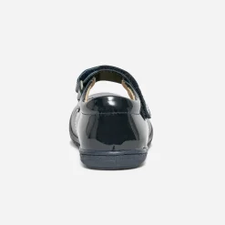 Babies bleu marine en cuir et verni