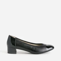 Ballerine CAPRICE noir cuir bout et talon vernis