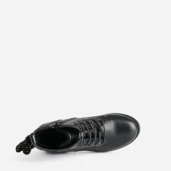Boots à lacet BUGGY noir avec nœud-pois