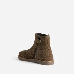 Boots BUGGY marron cuir velours motif léopard