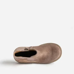 Boots BUGGY taupe en cuir velours pailleté