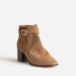 Boots ERAM FLEX beige en cuir velours