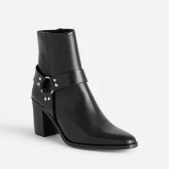 Boots motard TEXTO à talon noir en cuir