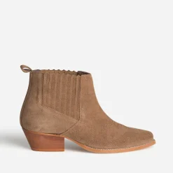 Boots santiag TEXTO taupe cuir velours