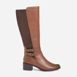 Botte CAPRICE cognac bi matière à double bride