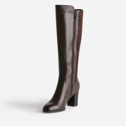 Botte CAPRICE marron en cuir bi matière