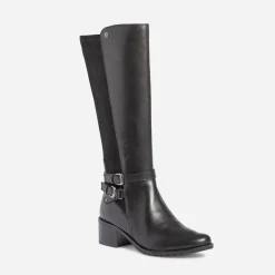 Botte CAPRICE noire bi matière à double bride