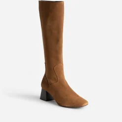 Botte cognac cuir velours souple