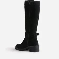 Botte esprit motard noire cuir velours