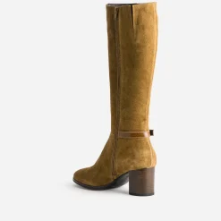 Botte marron clair en cuir velours