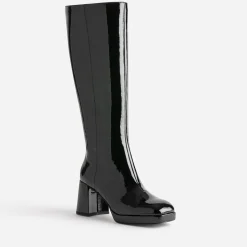 Botte noire éco-conçue vernie à bout carré