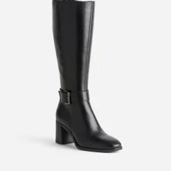 Botte noire en cuir à talon
