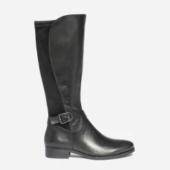 Botte plate CAPRICE noire en cuir