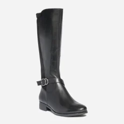 Botte plate CAPRICE noire en cuir