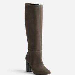 Botte taupe cuir velours