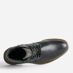 Bottine à lacet noire en cuir