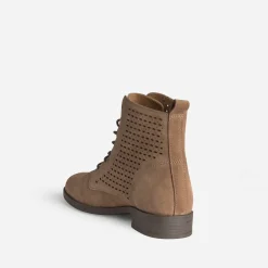 Bottine taupe cuir velours à lacet
