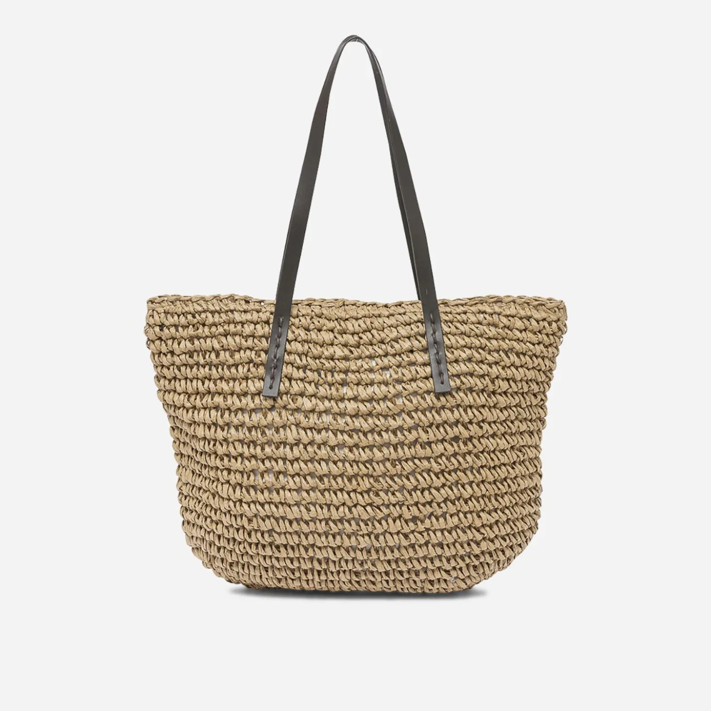 Cabas beige effet raphia à patch noix de coco