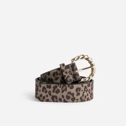 Ceinture taupe effet léopard