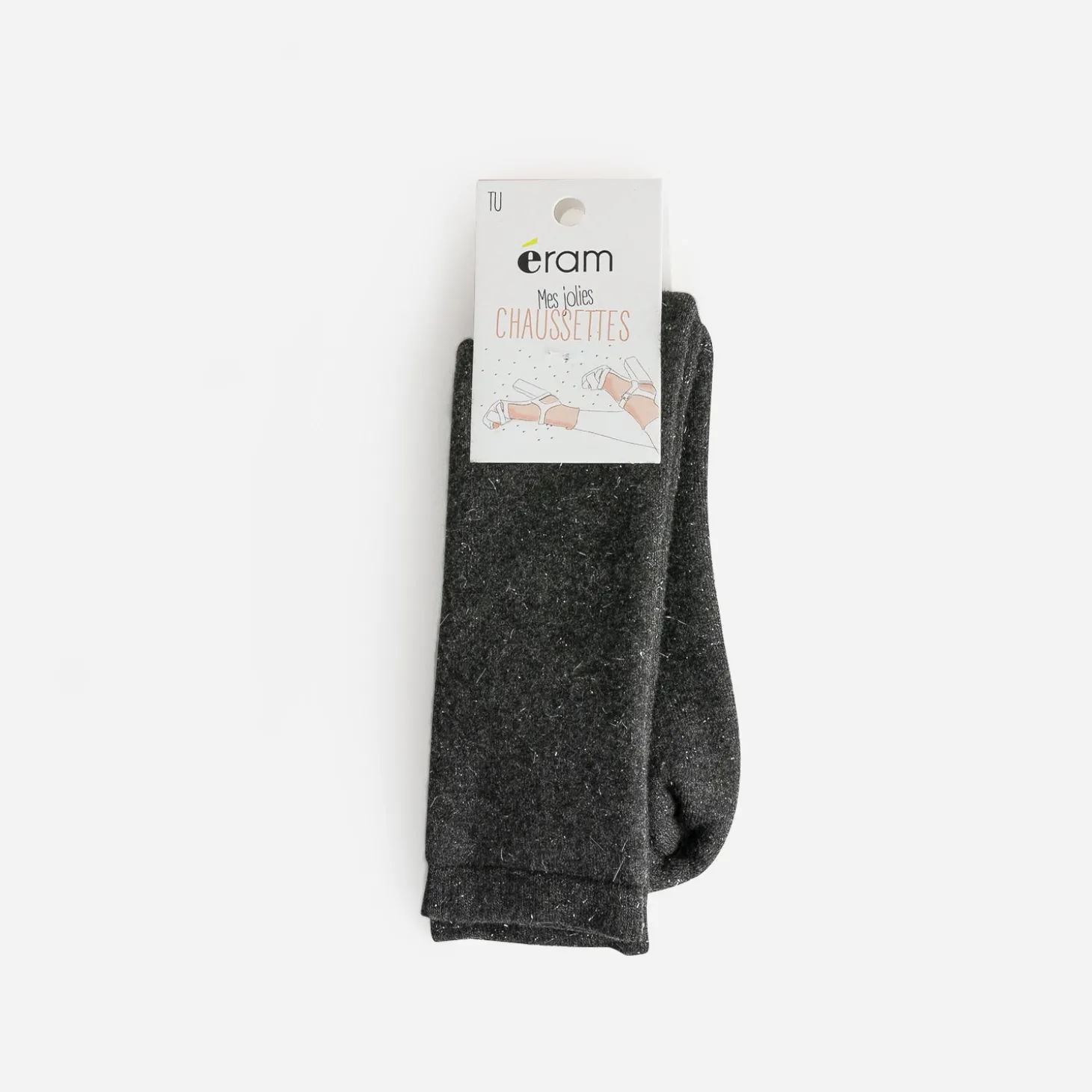 Chaussettes grises pailletées argent