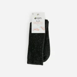 Chaussettes noires pailletées argent