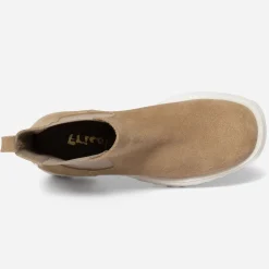 Chelsea boots TEXTO beige cuir velours
