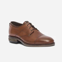 Derby cognac en cuir à double col