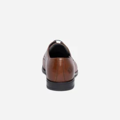 Derby cognac en cuir à lacet bleu