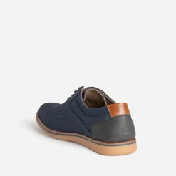 Derby confort bleu marine en textile rainuré