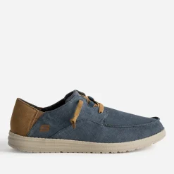 Derby marine toile et cuir velours