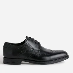Derby noir en cuir à bout fleuri
