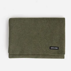 Echarpe homme JACK & JONES kaki chiné en tricot
