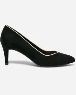 Escarpin noir suédé éco-conçu à bord doré et bout pointu