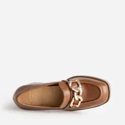 Mocassin à talon camel éco-conçu avec maxi chaîne