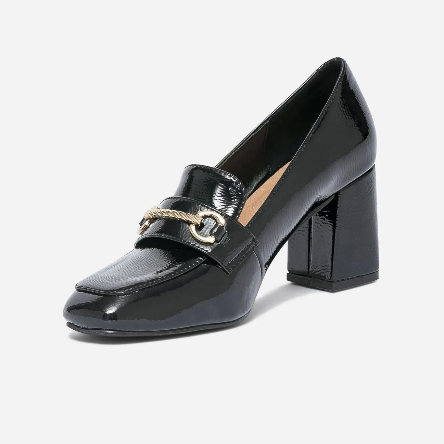 Mocassin à talon noir verni