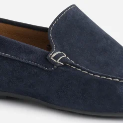 Mocassin bleu marine en cuir velours