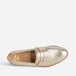 Mocassin ERAM FLEX doré cuir perforé