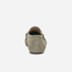 Mocassin kaki éco-conçu en cuir velours