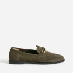 Mocassin kaki cuir velours