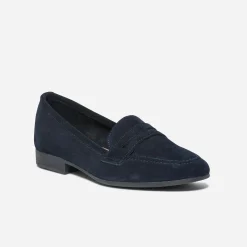 Mocassin marine éco-conçu en cuir velours