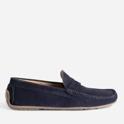 Mocassin marine en cuir velours