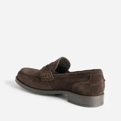 Mocassin marron en cuir velours