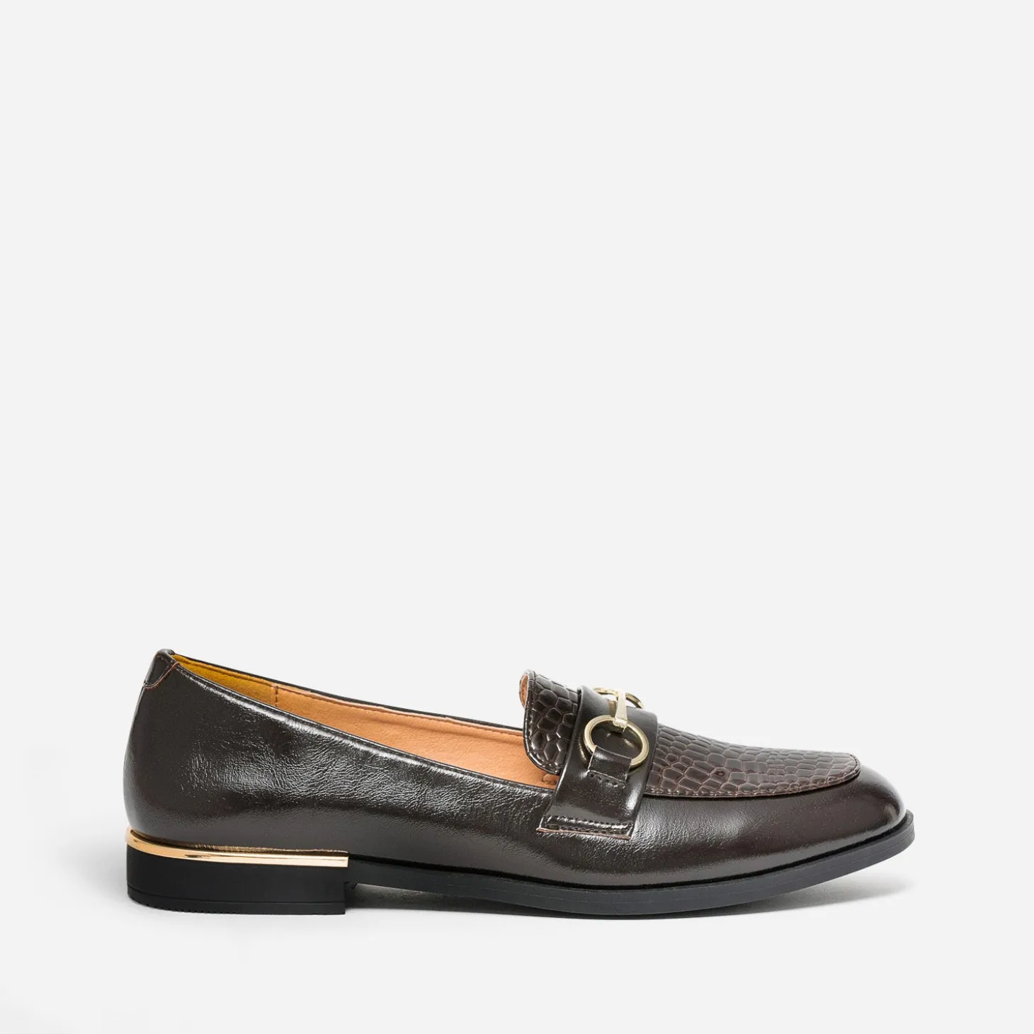 Mocassin marron verni embossé effet python