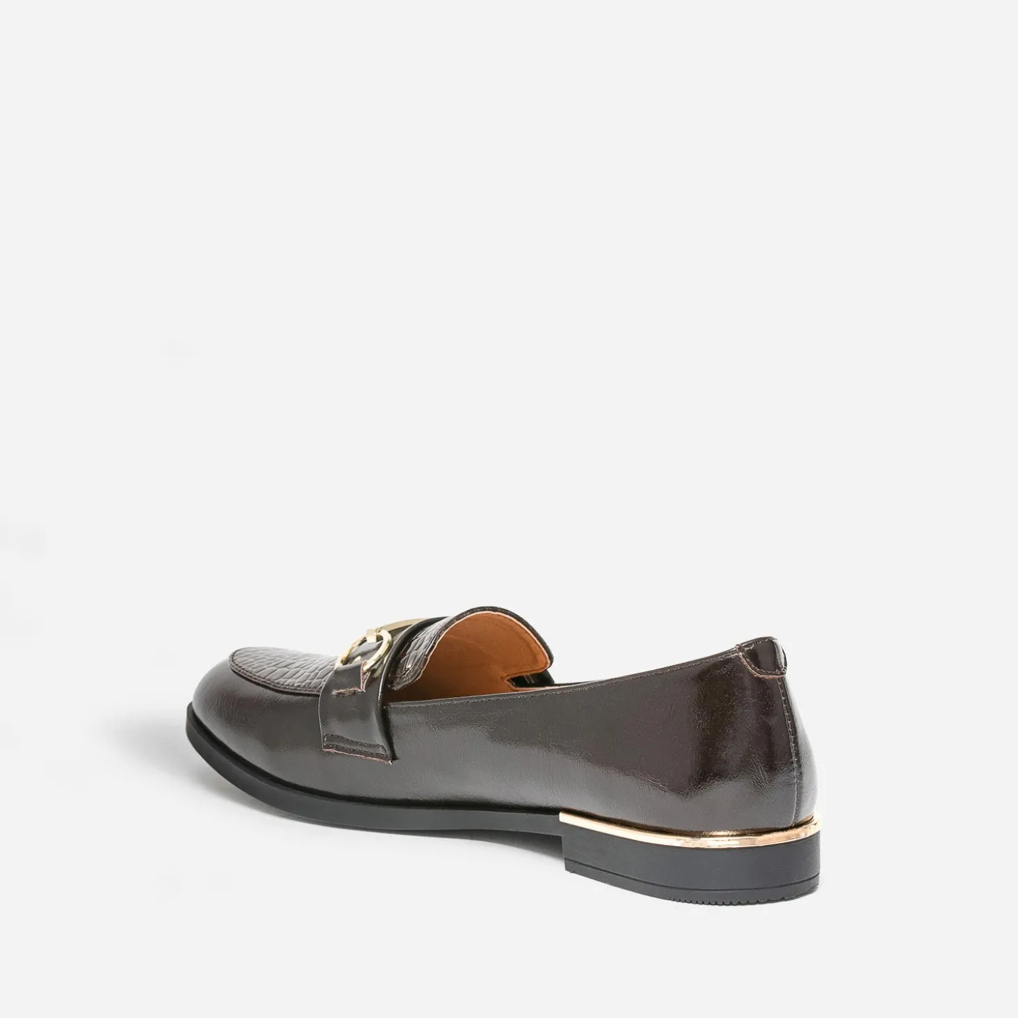Mocassin marron verni embossé effet python