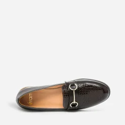 Mocassin marron verni embossé effet python