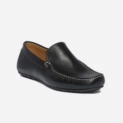 Mocassin noir en cuir