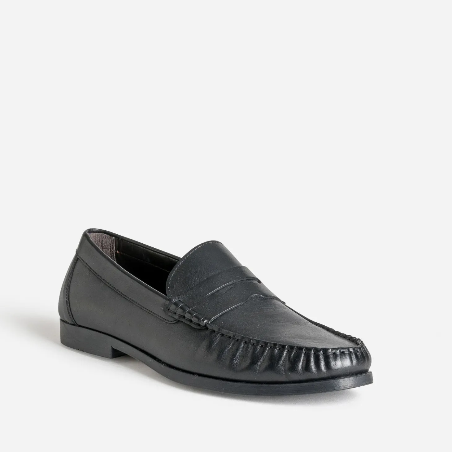 Mocassin noir en cuir