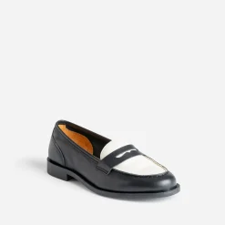 Mocassin noir et beige cuir