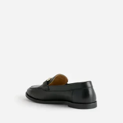 Mocassin noir mors métal doré