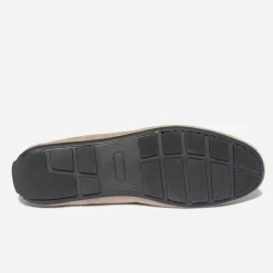Mocassin taupe en cuir velours